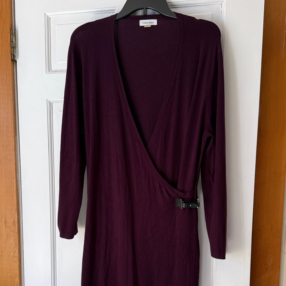 Calvin Klein Deep Plum Long Sleeve Dress